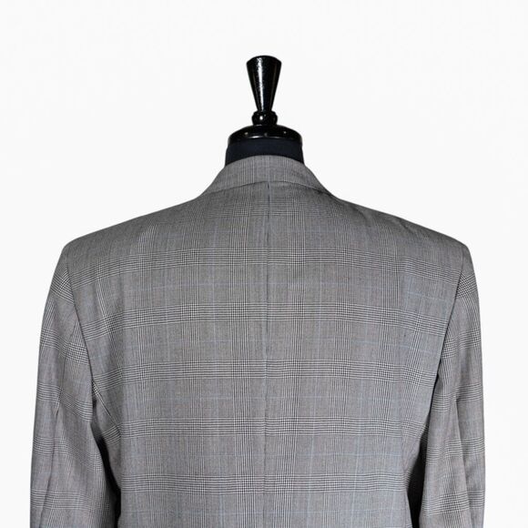 Jos. A. Bank Mens Blazer Gray Blue Plaid Check Wool Lined Jacket Sport Coat 44L - Picture 7 of 8